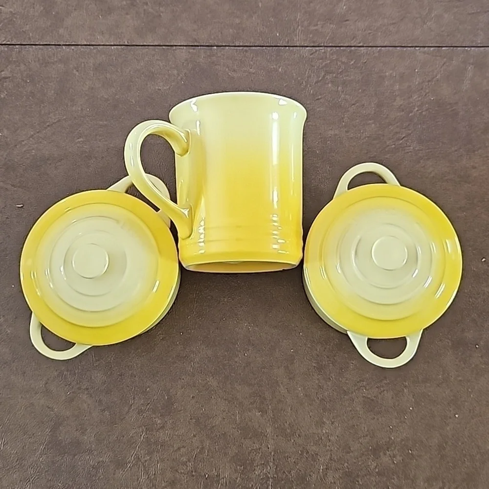 NWT Le Creuset Mini Cocottes Set of 2 + Matching Mug 8oz CK Soleil (Yellow)